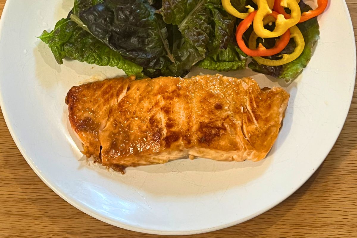 Easy Miso Salmon with Trader Joe’s ingredients served with rice and miso soup