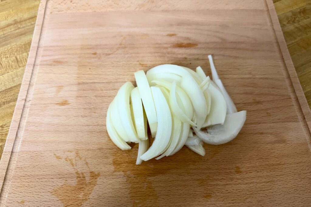 Sliced onion prepared for Japanese gyudon